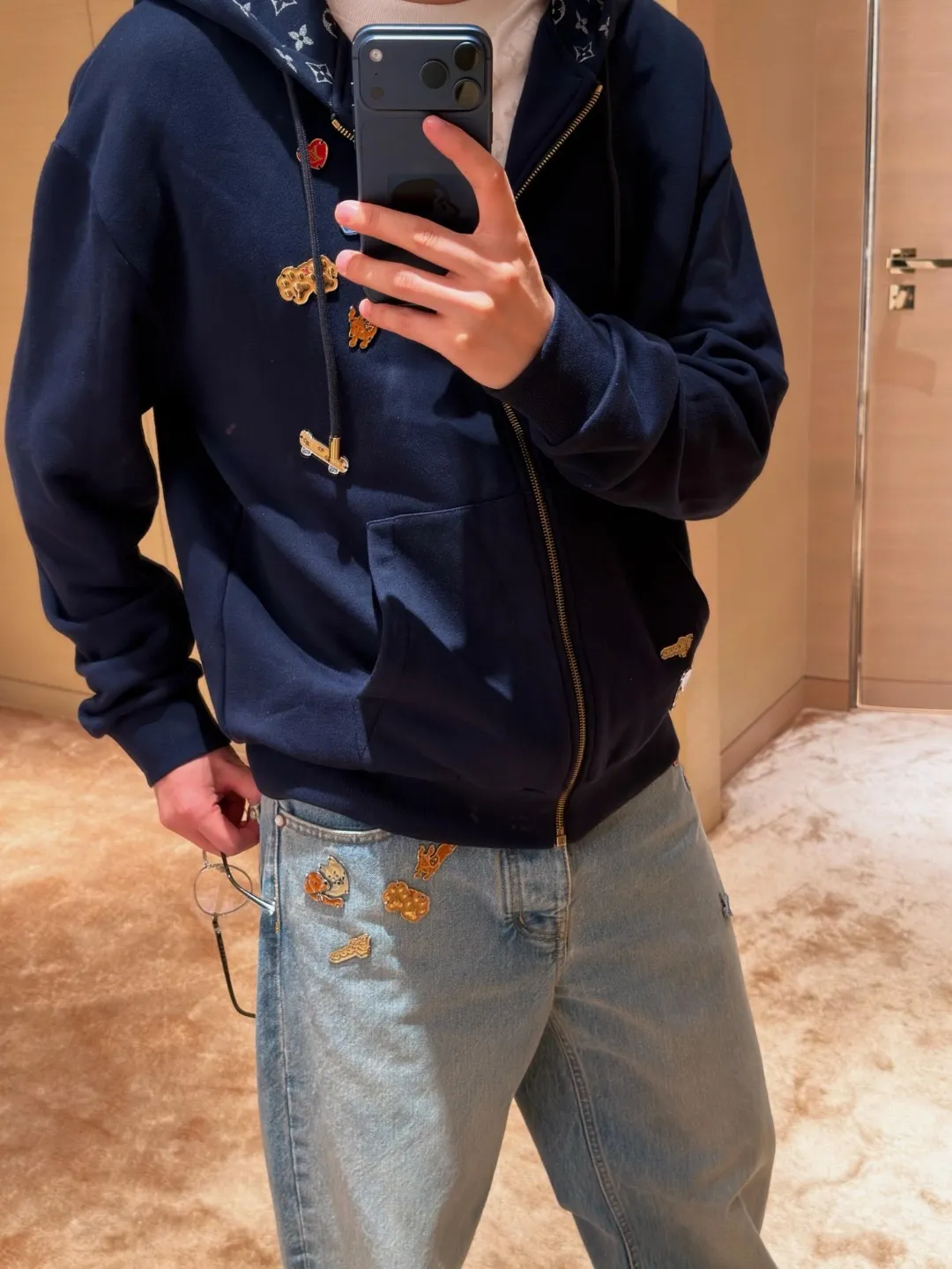 Louis Vuitton/Louis Vuitton Childlike Hardware CVD zipper hooded sweatshirt jacket